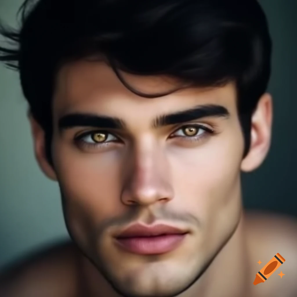 Handsome man with dark hair and amber eyes