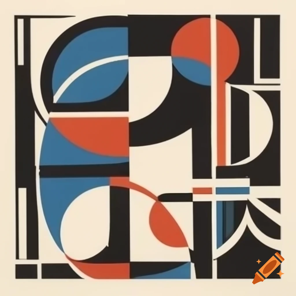 Bauhaus style linocut art