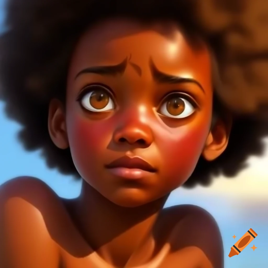 Young anime woman with rich brown skin
