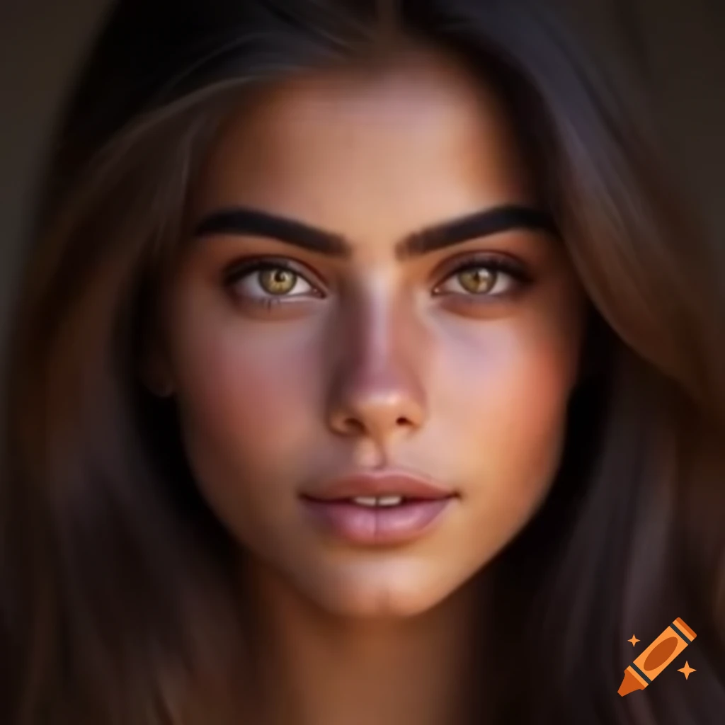 Spanish Arabic woman with brown hair and light brown eyes