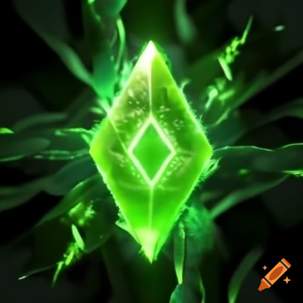 Vibrant green rune with luminous energy and mysterious power on Craiyon