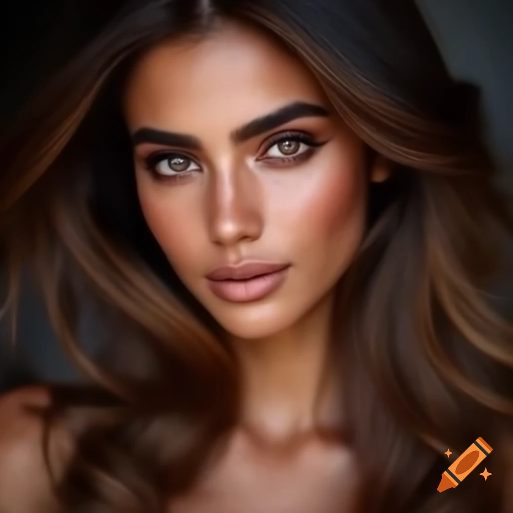 Spanish Arabic woman with brown hair and light brown eyes