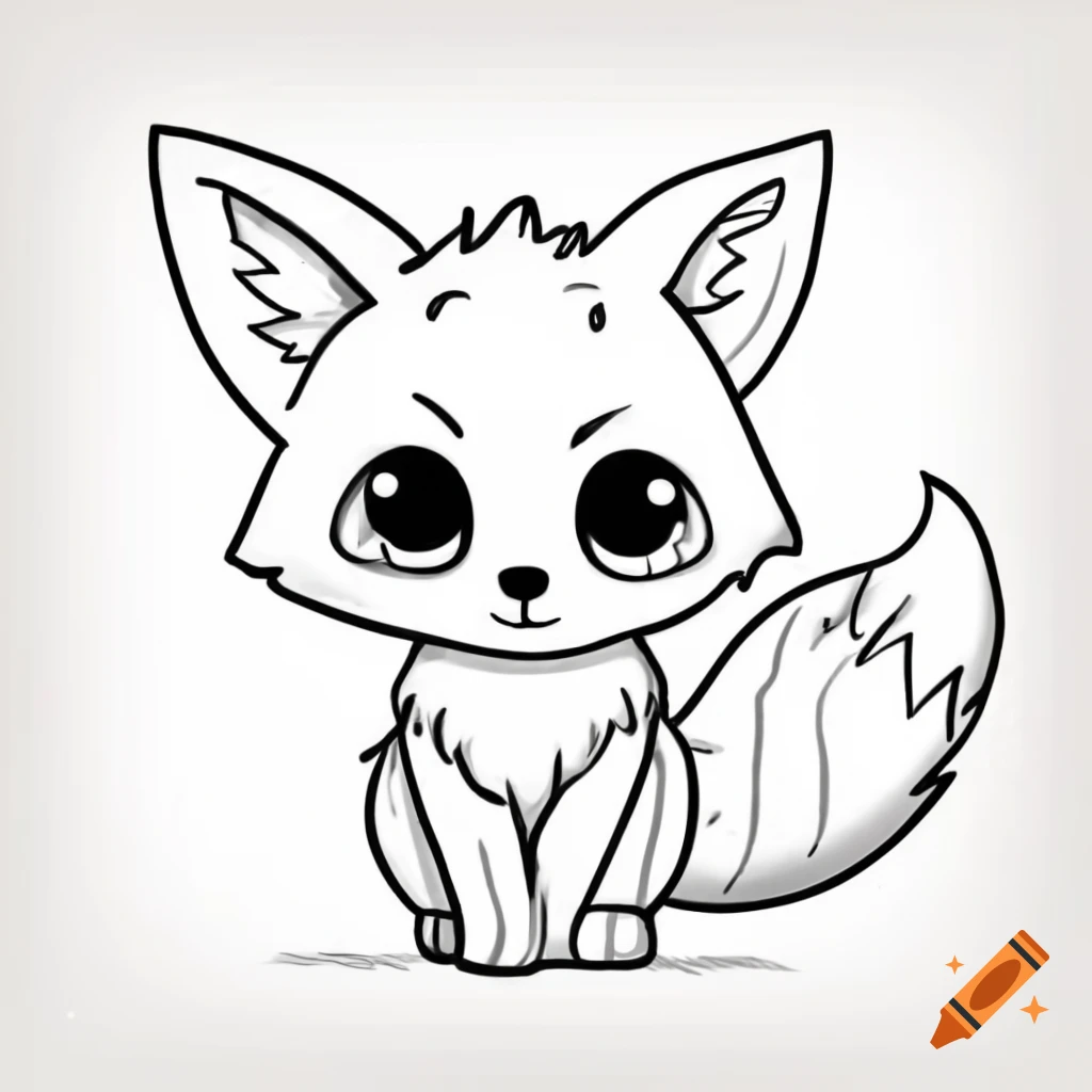 Cute fox coloring page with thick lines and no shading