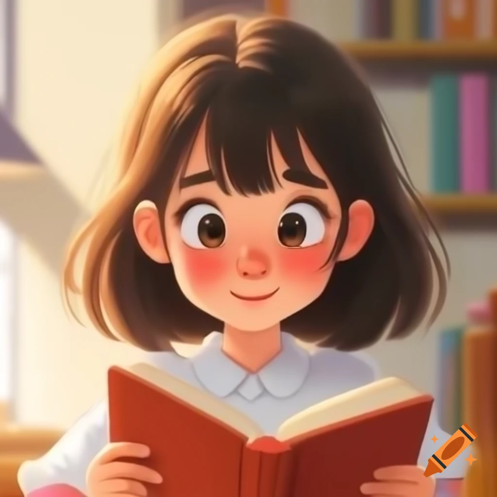 Anime girl enjoying a cozy reading time with a book