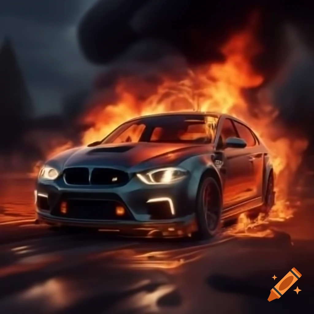 Car engulfed in flames