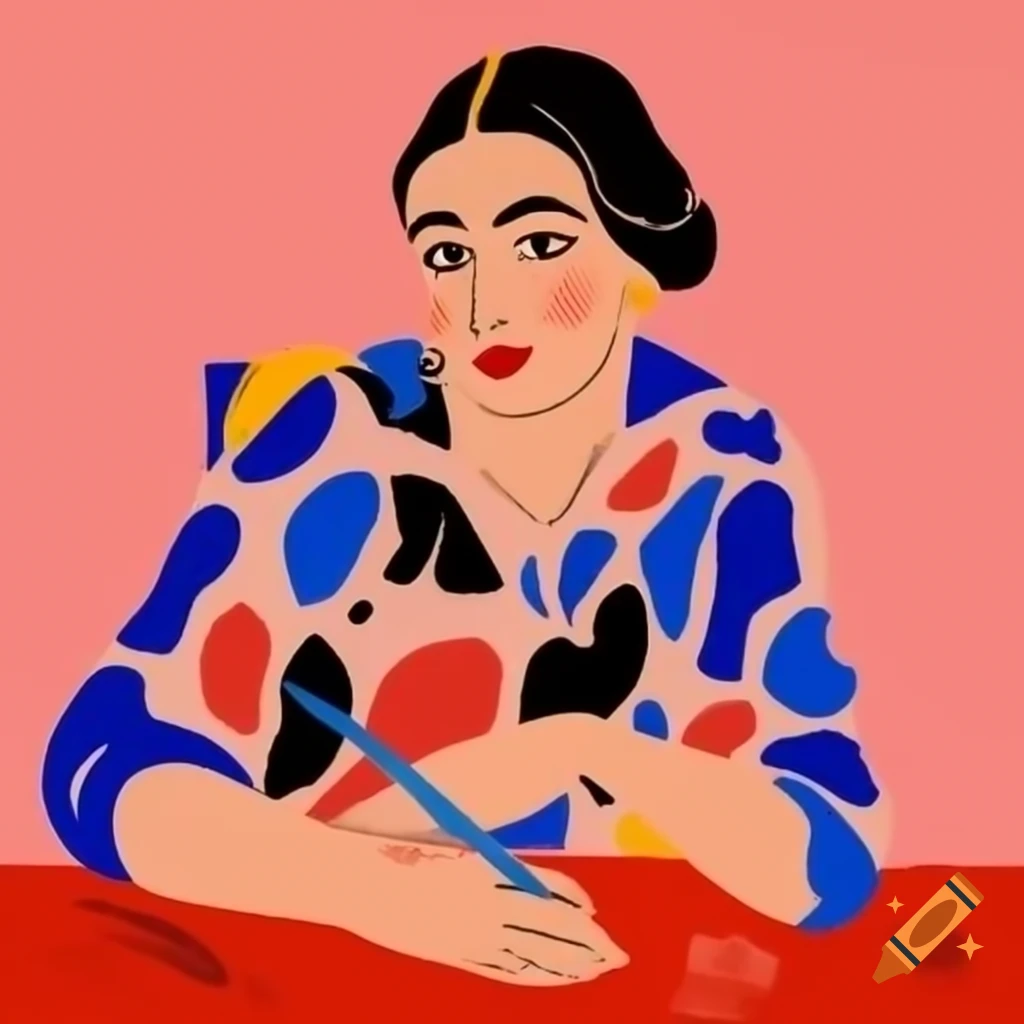 Person sitting at table in Henri Matisse painting style