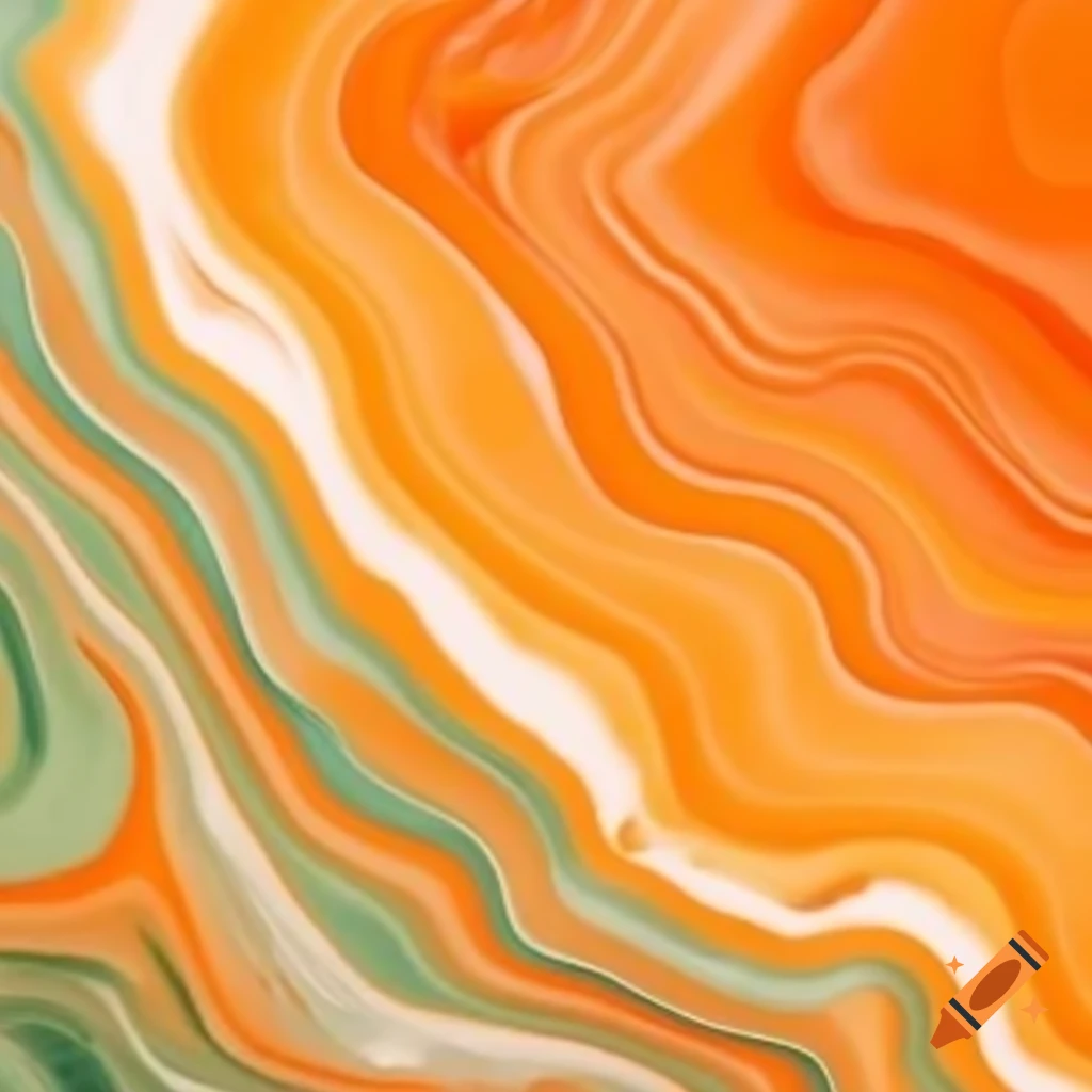 Vibrant aesthetic colored marble in orange, white, and sage green