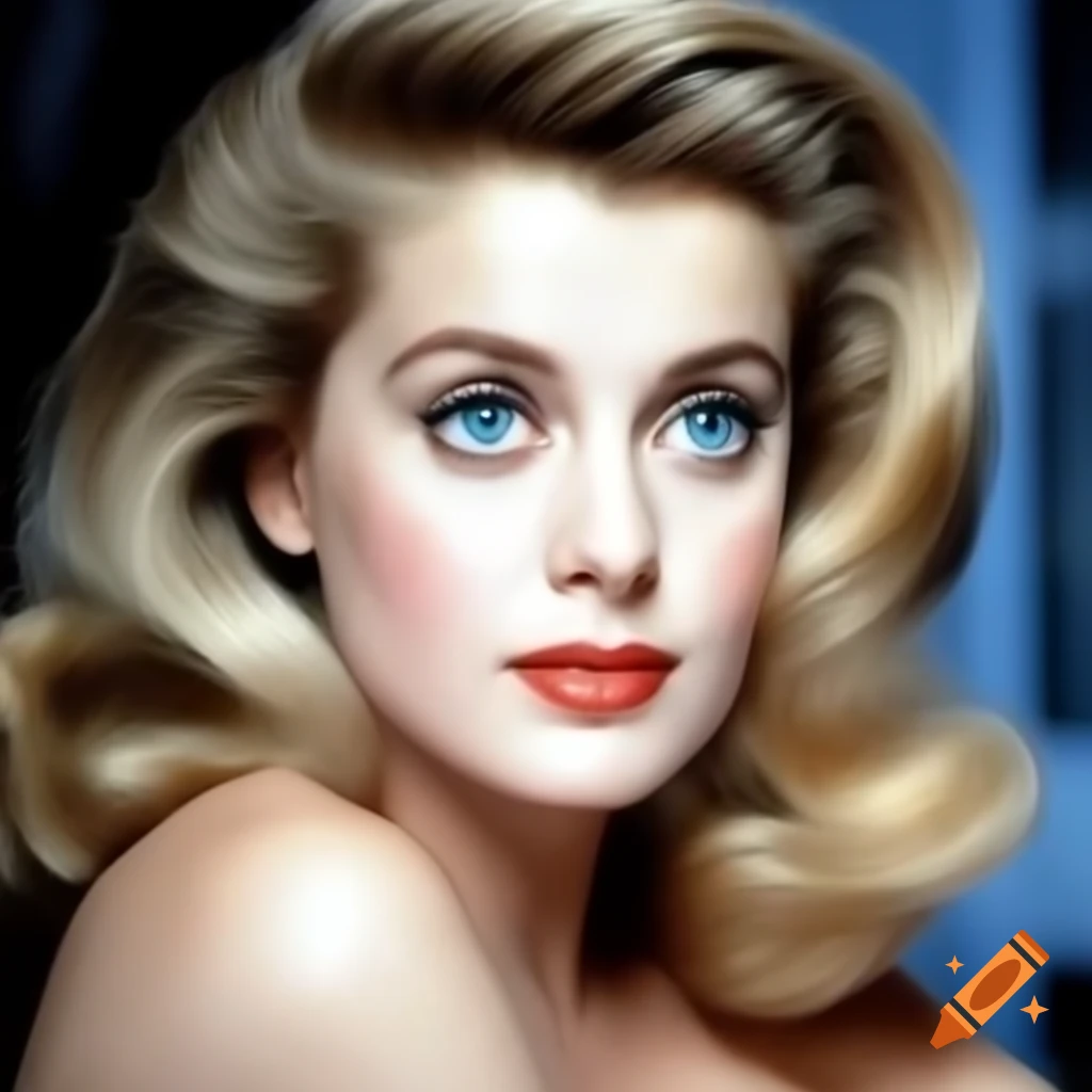 Hyper-realistic vintage photograph of beautiful European actress from 1963
