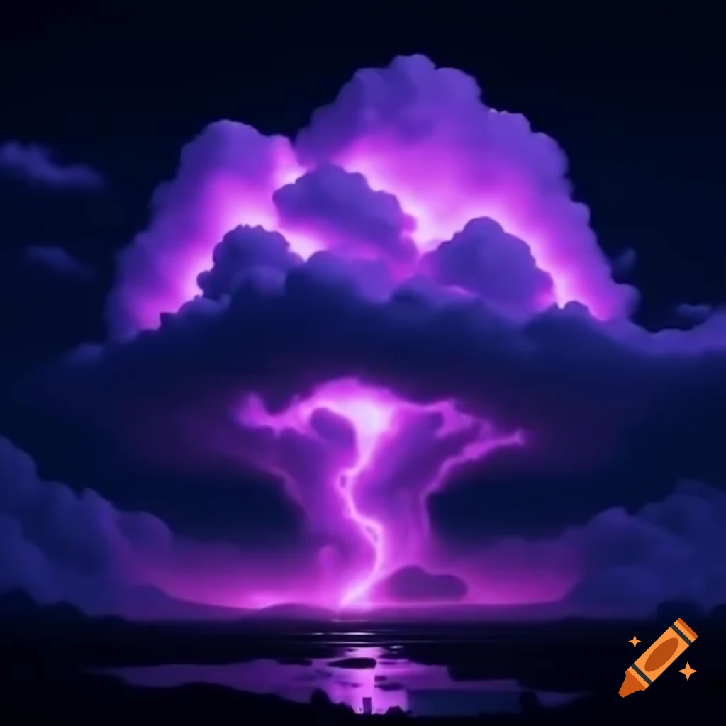 Pixel art of purple storm cloud with lightning