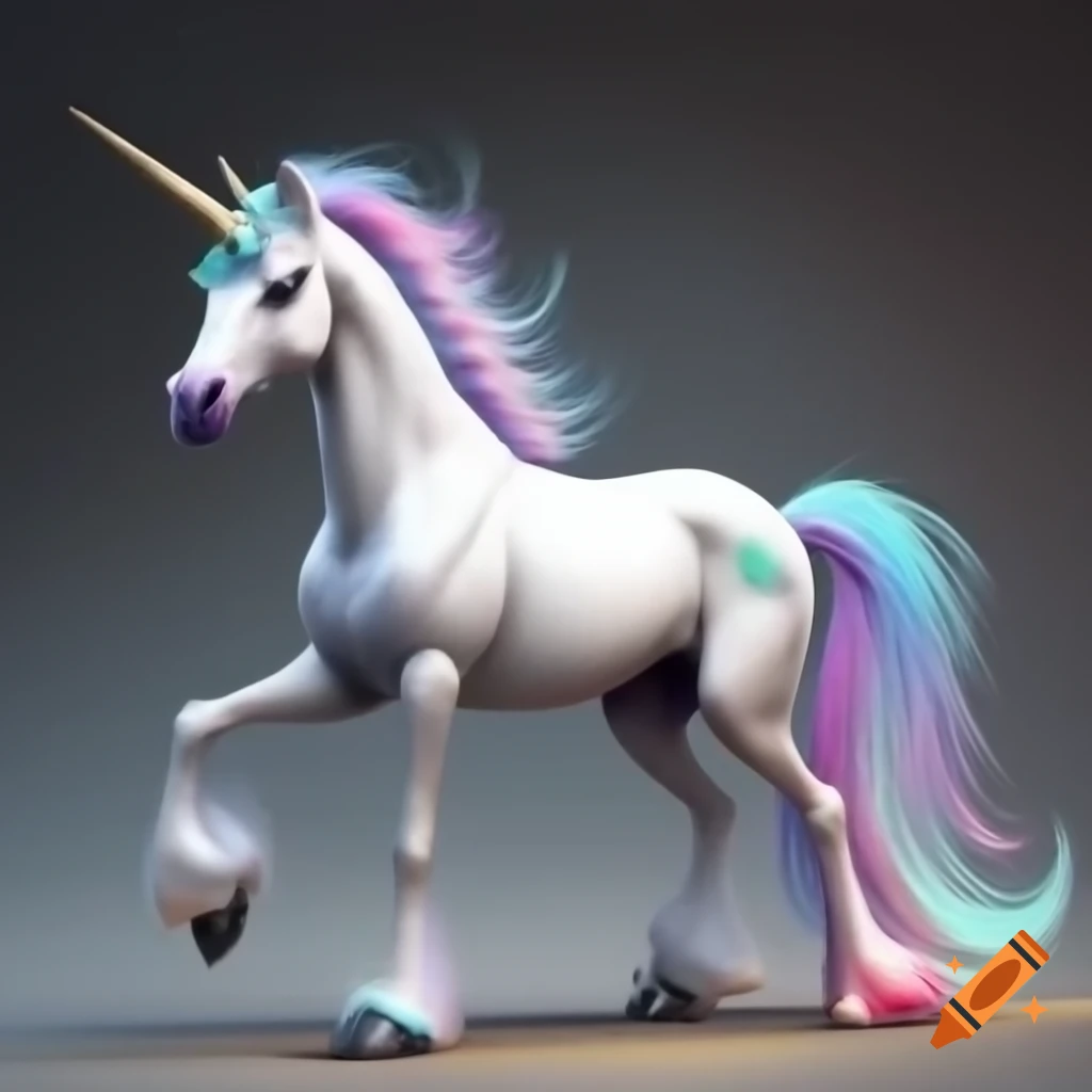 Black unicorn with long legs and tail