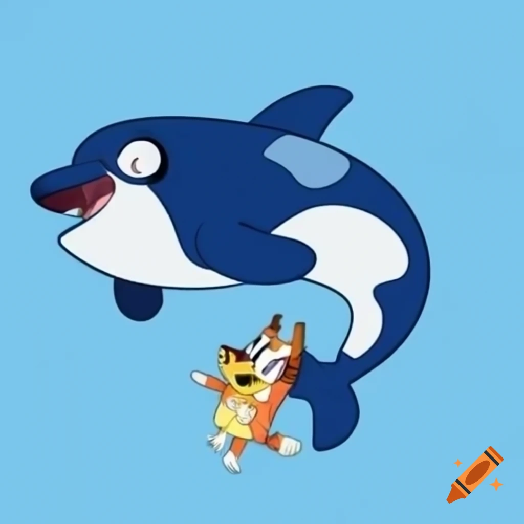 Animated Orca character in Bluey style