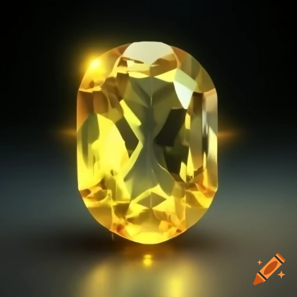 Yellow oval gem emitting a yellow light glow