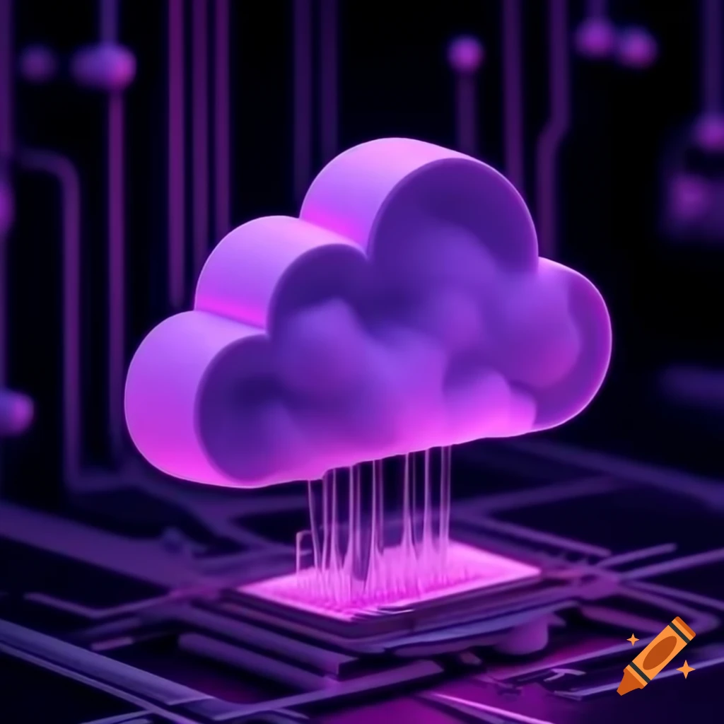 Abstract representation of cloud computing in purple