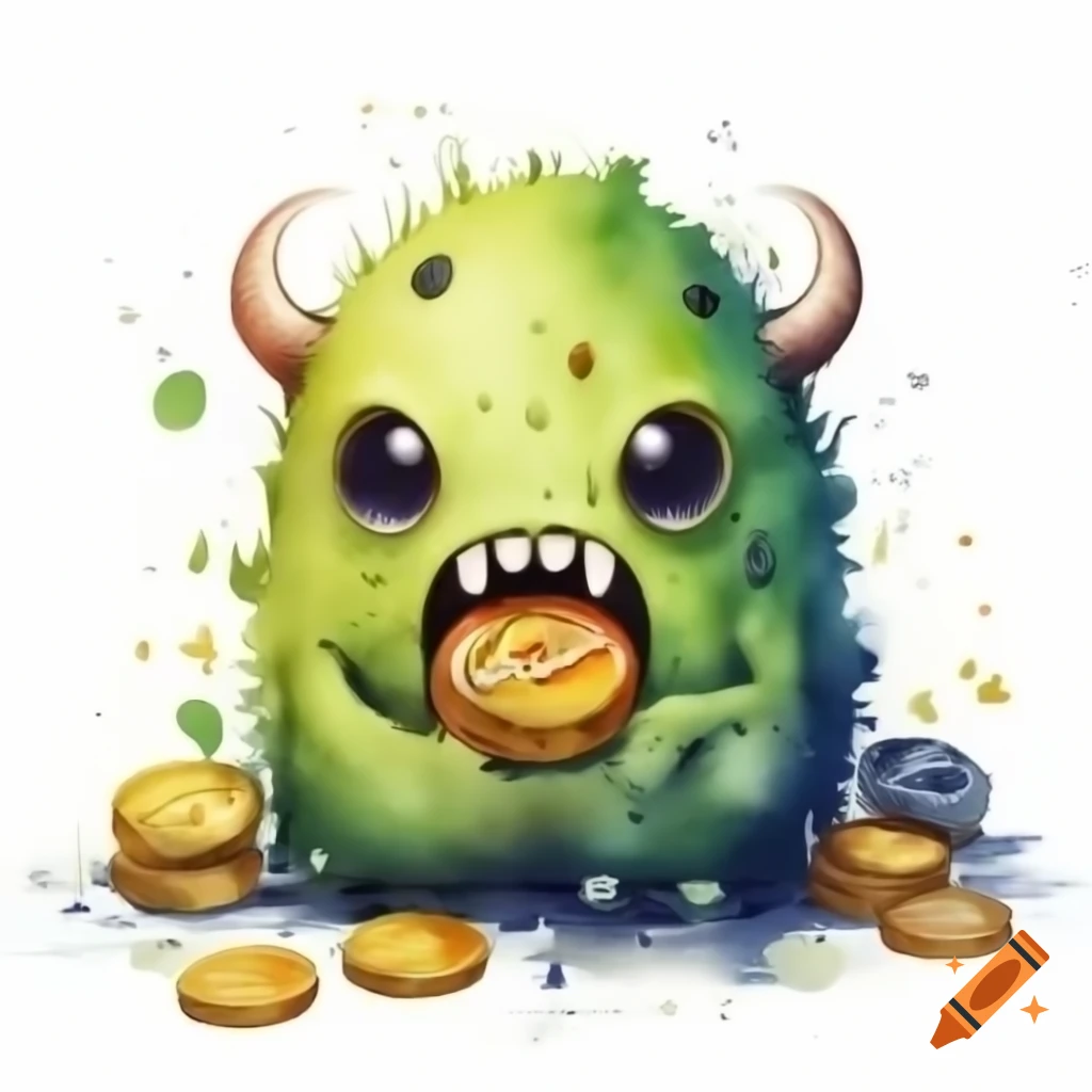 Crypto monster with a hungry expression on Craiyon
