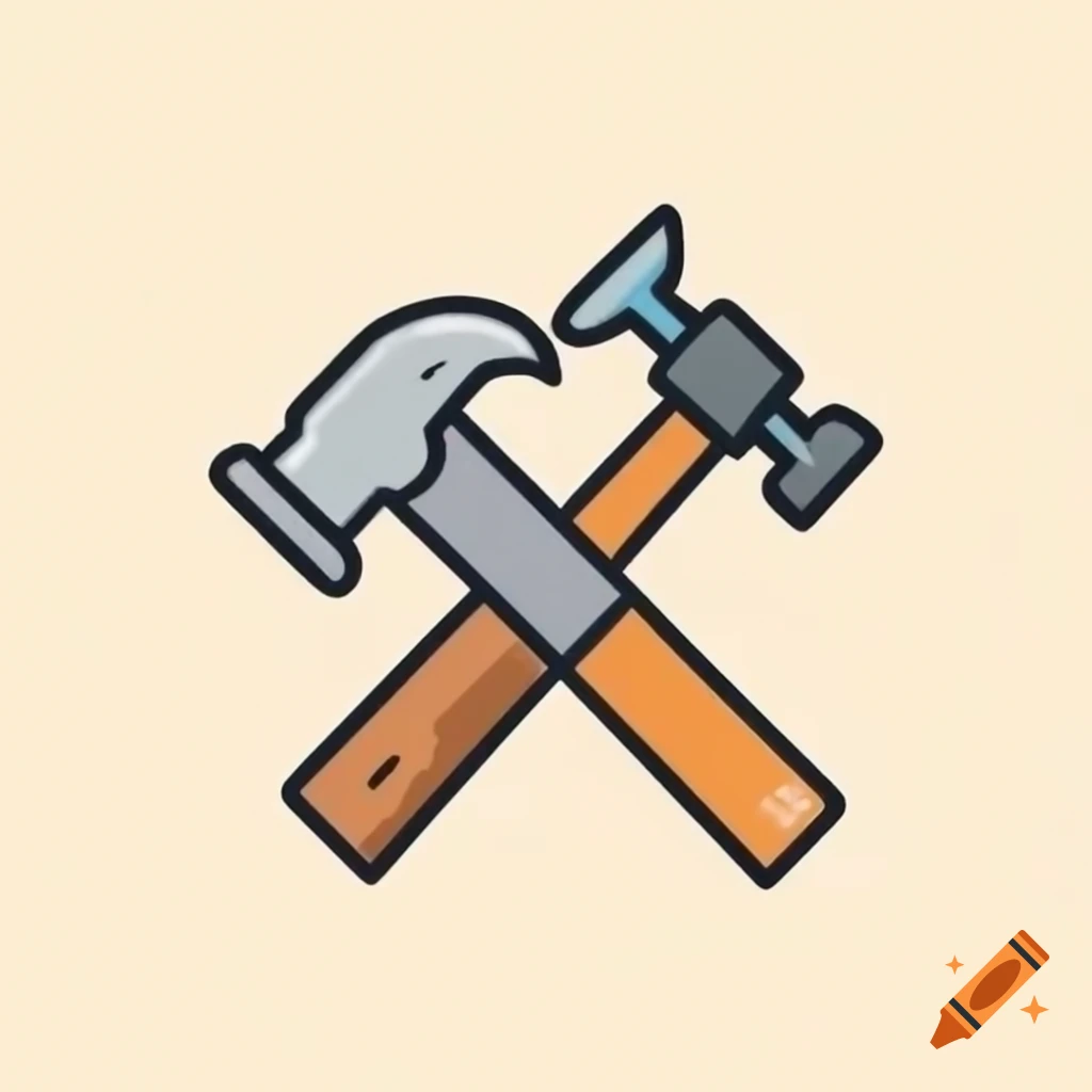 Stylized tools including saw and hammer symbolizing craftsmanship