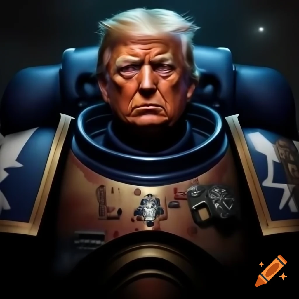 Portrait of Donald Trump as a Chaos Space Marine in Warhammer 40K style ...