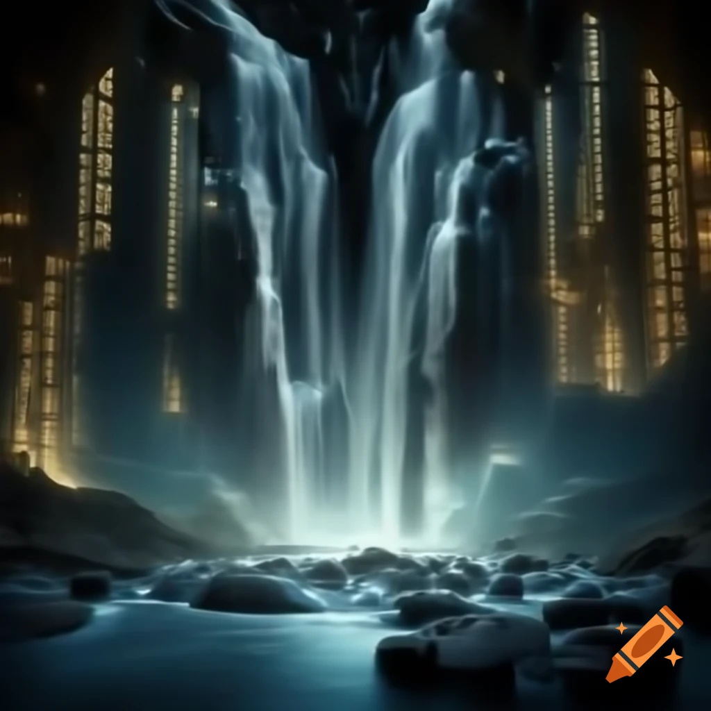 Hyper-realistic digital river of binary codes and particles flowing ...