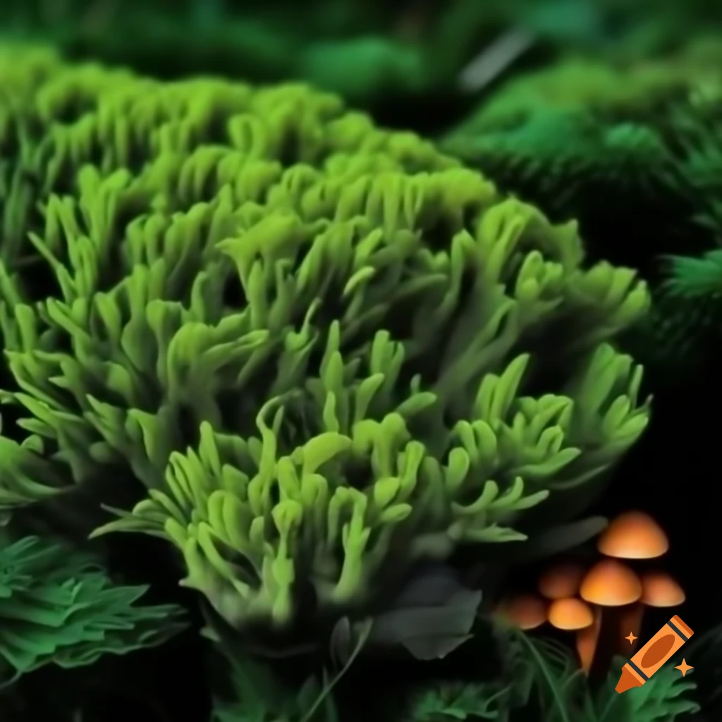 Green bush with symbiotic fungi