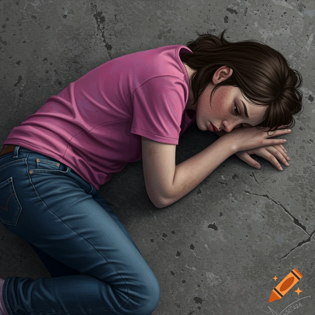 Girl laying face down after a fall