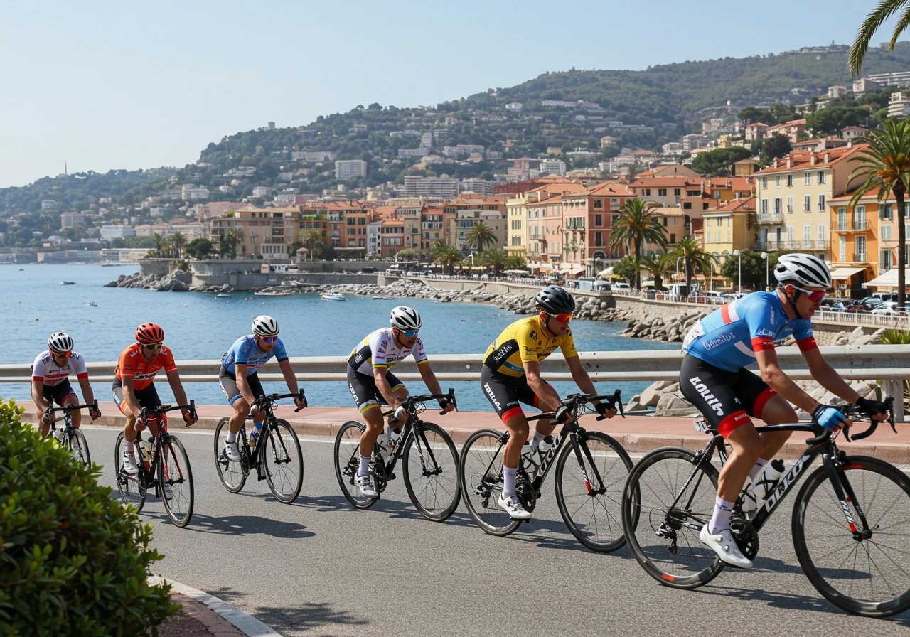 Competitive biking along the French Riviera