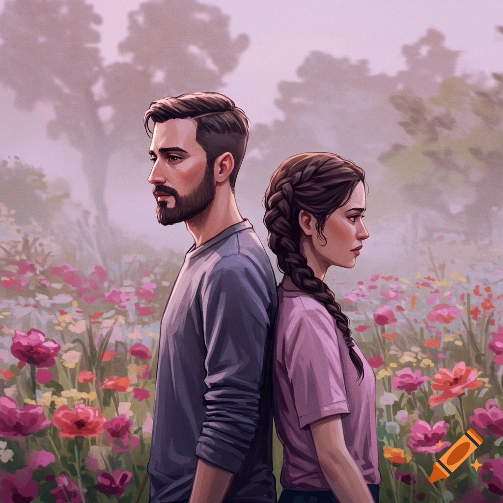 Person drifting apart from their significant other, melancholy scene