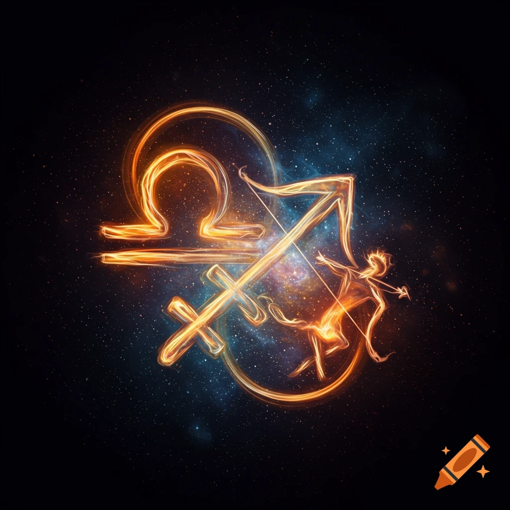 Libra and Sagittarius intertwined symbols