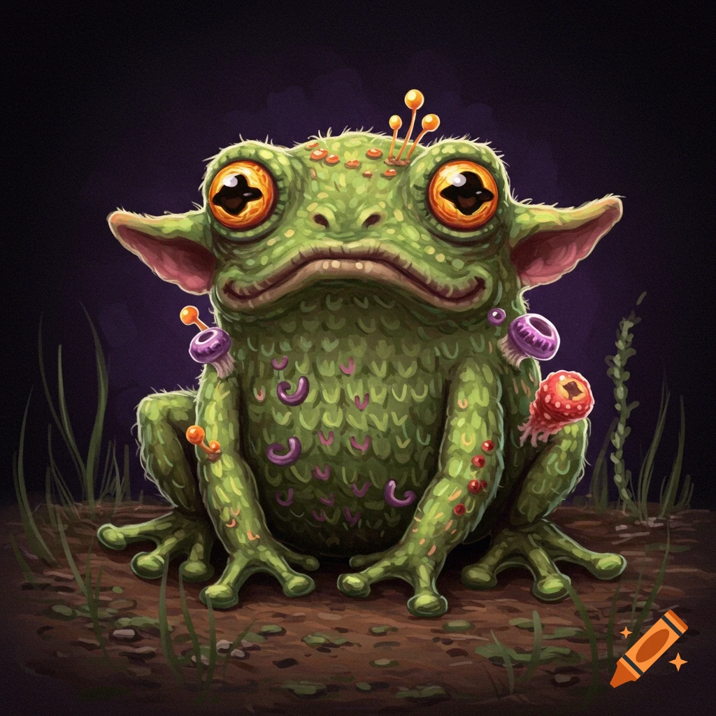 Crochet amigurumi with fungi, deep sea, and goblin core frog vibes