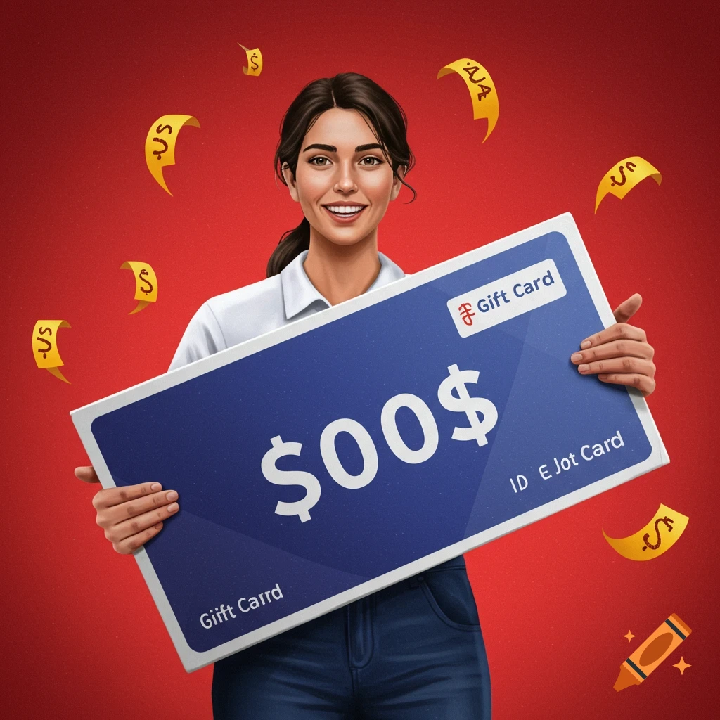 Person holding a giant gift card