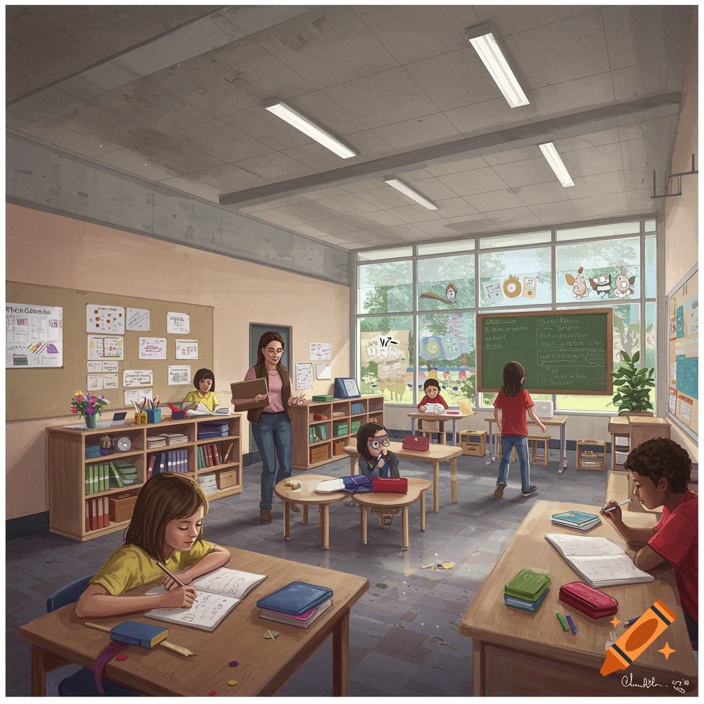 Children and adults collaborating in a hands-on learning environment