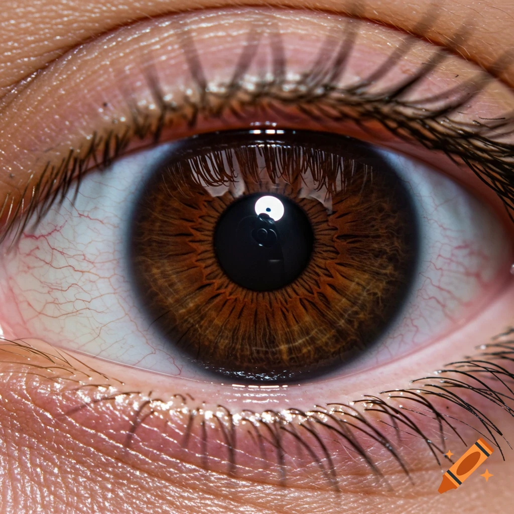 Dark brown human eye with large pupils
