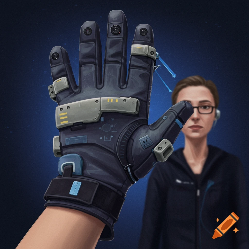 Glove with cameras for the blind, AI earpiece communication