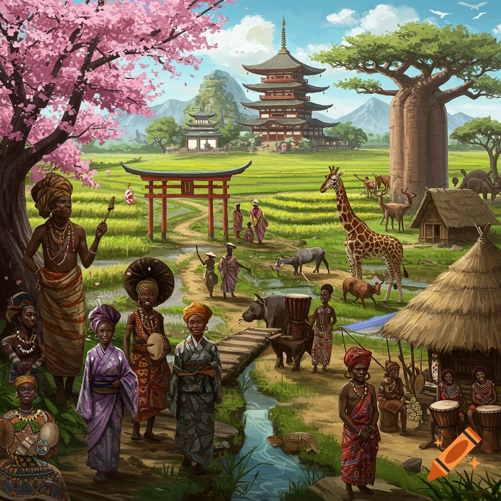 Japanese and African themed country