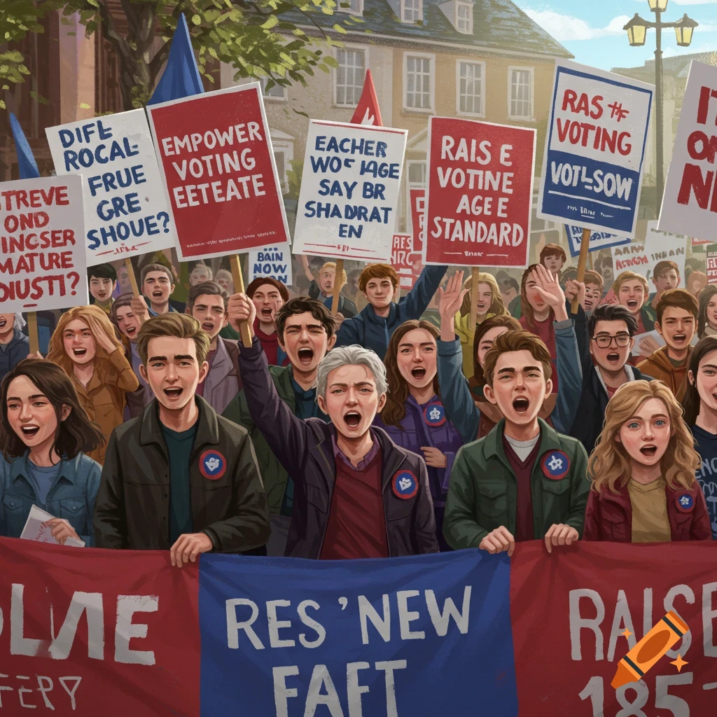 Political rally about raising the voting age