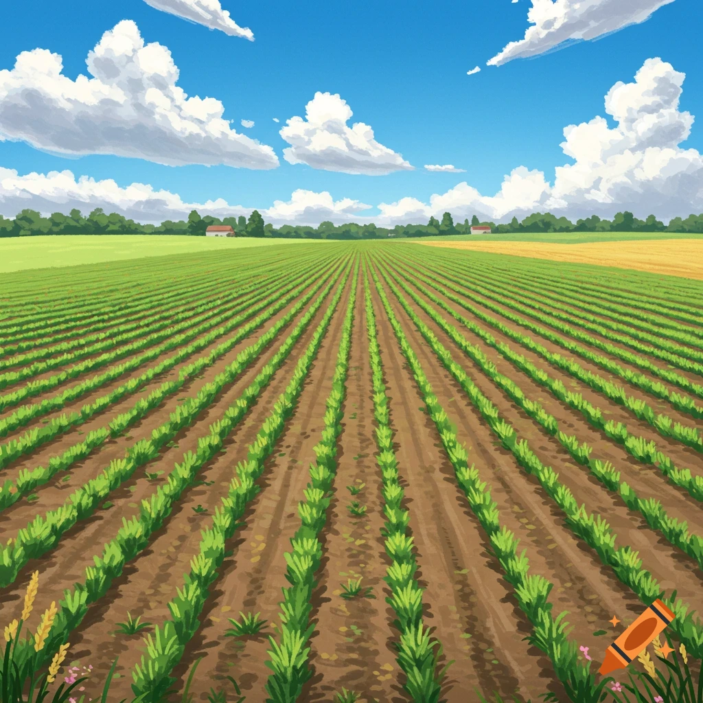 Field with crops and blue sky