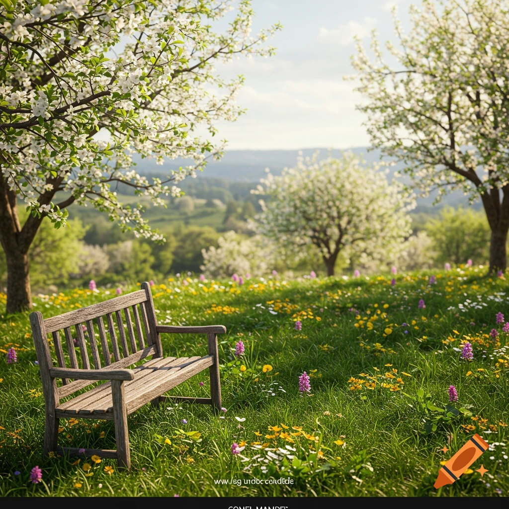 Photorealistic spring-inspired outdoor scene for a candle business homepage