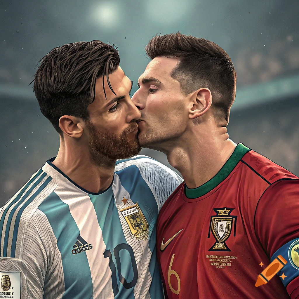 Ronaldo and Messi kissing