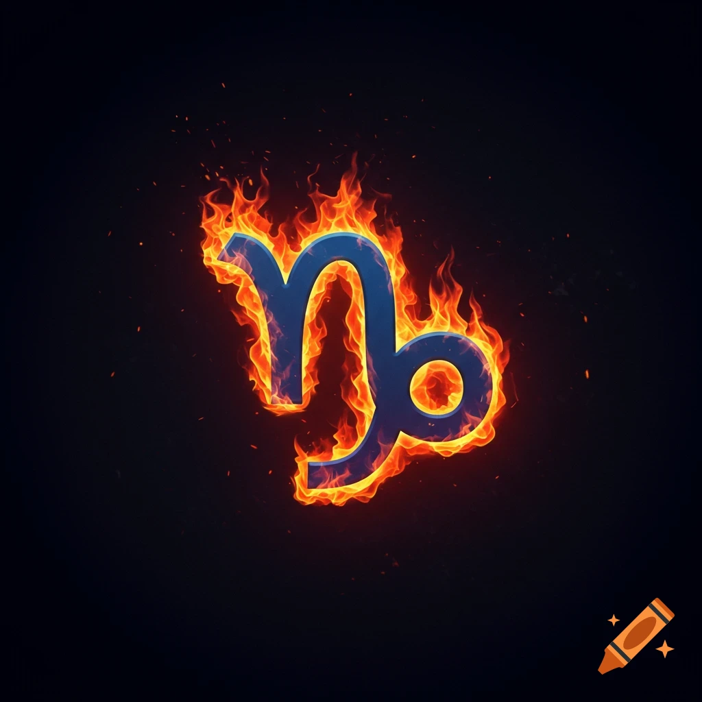 Capricorn logo with flames