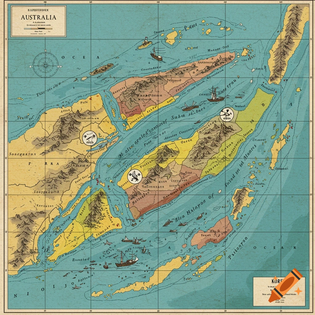 Map of 10 districts in the sea near Australia and Korea