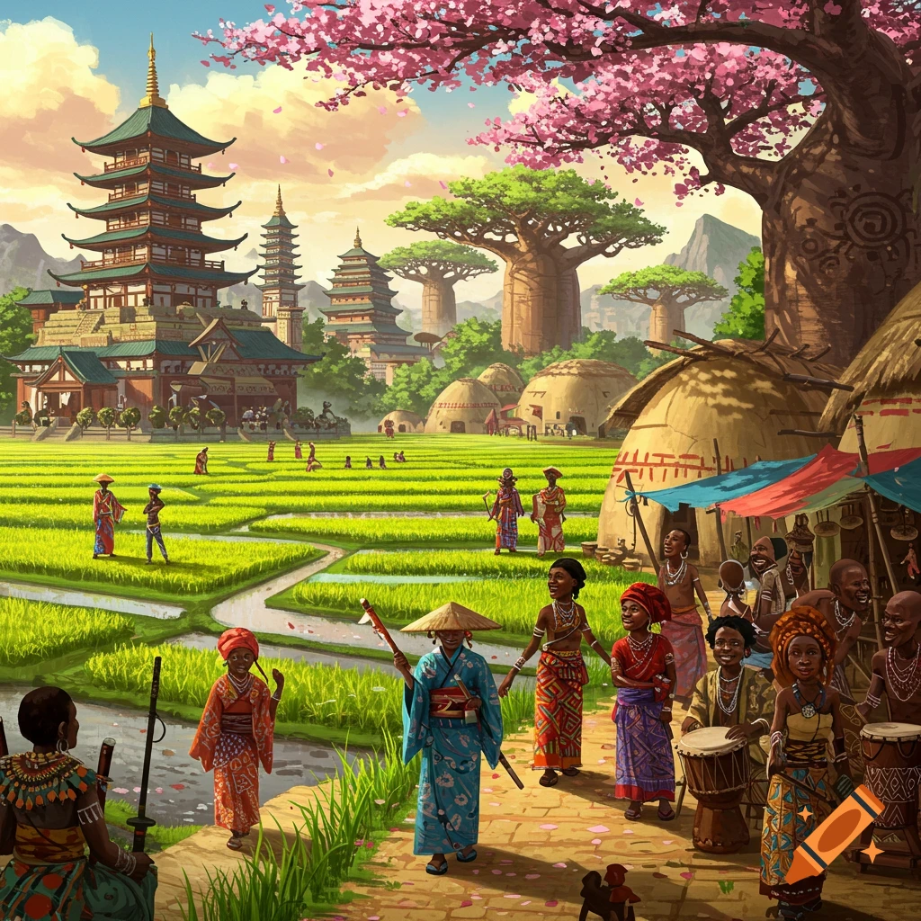 Japanese and African themed country