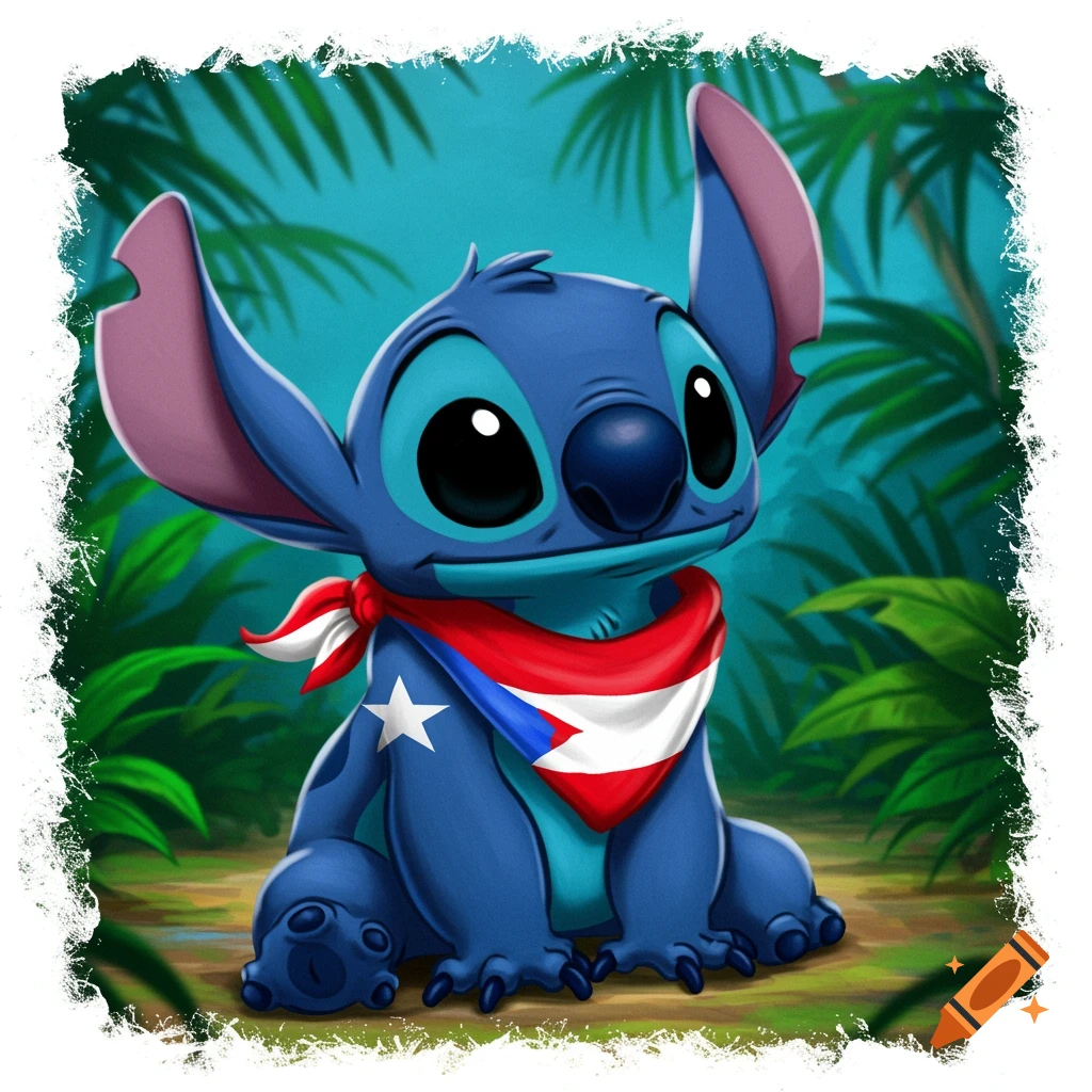 Disney Stitch with Puerto Rico flag