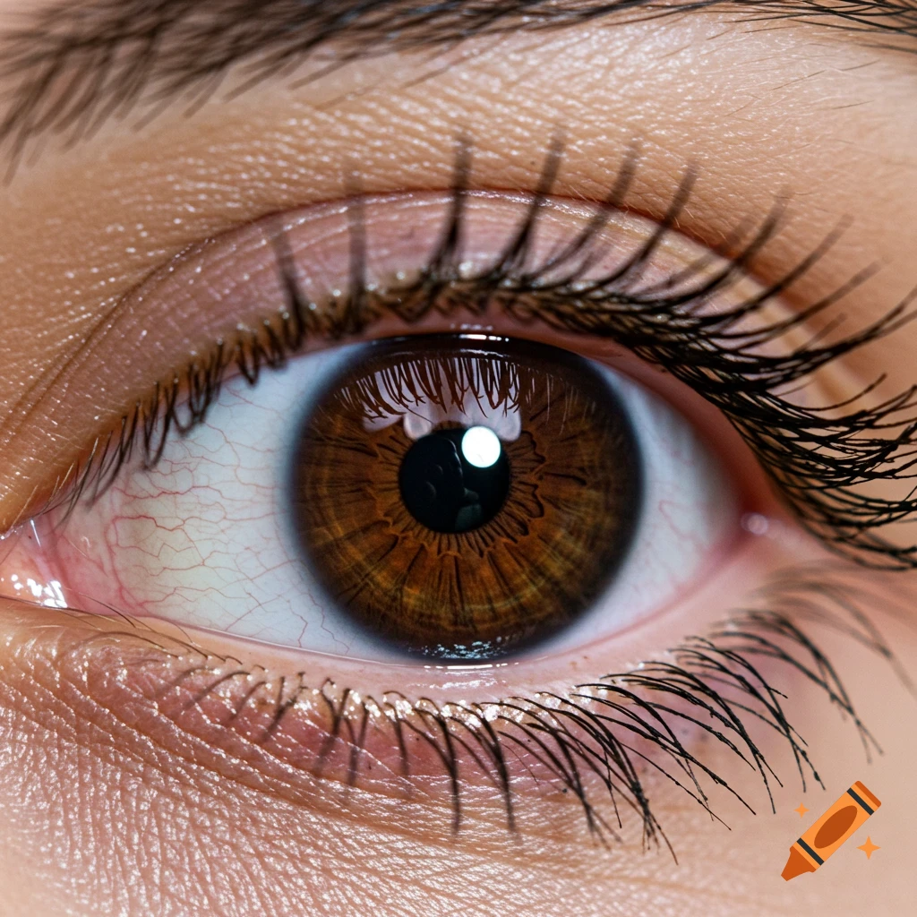 Dark brown human eye with large pupils