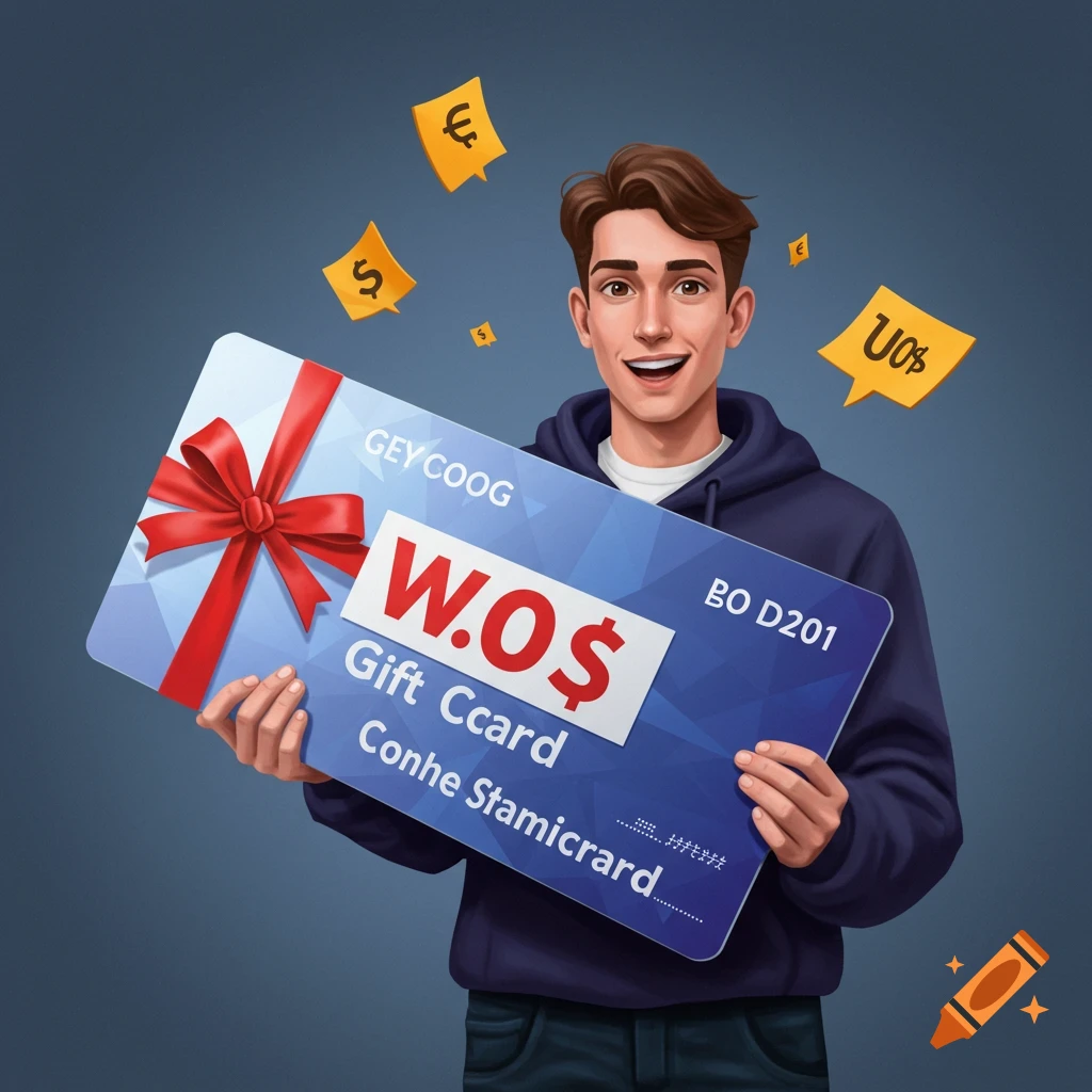 Person holding a giant gift card