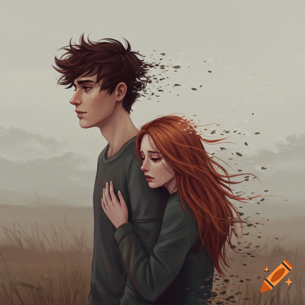 Person drifting apart from their significant other, melancholy scene