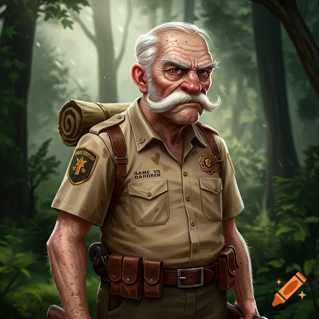 Old, cranky game warden