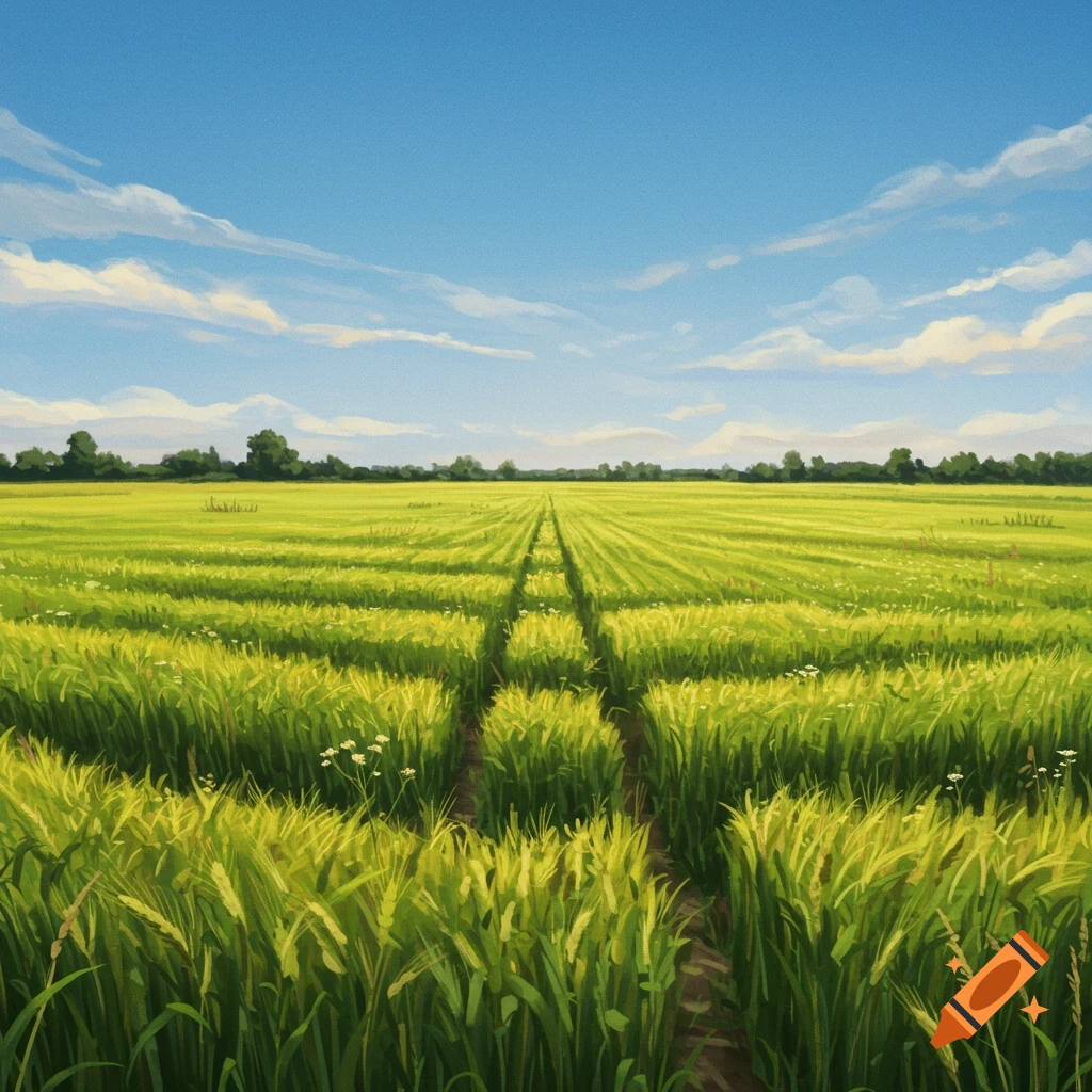 Field with crops and blue sky