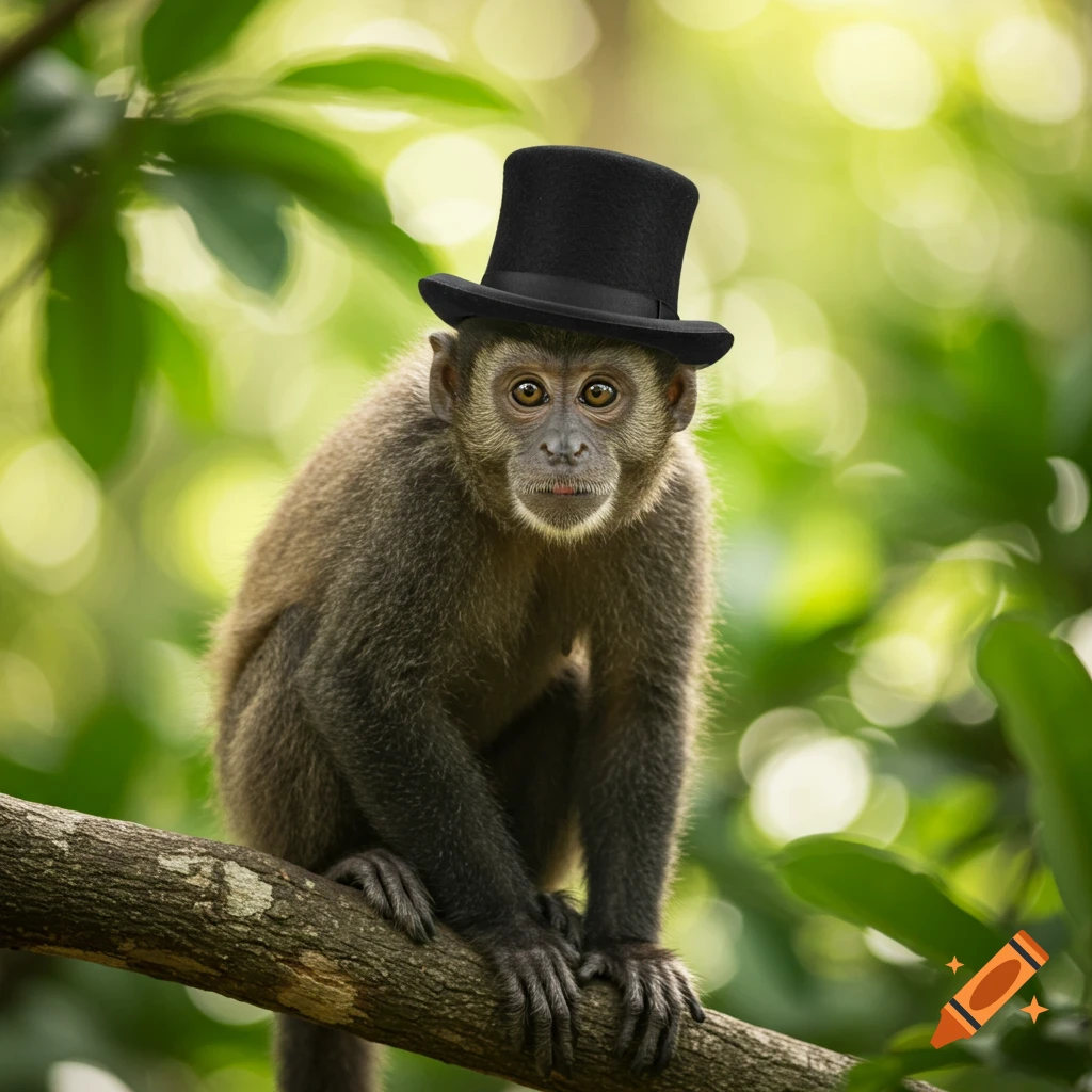 Monkey wearing a top hat