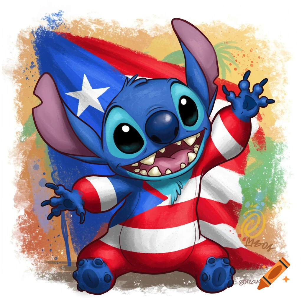 Disney Stitch with Puerto Rico flag
