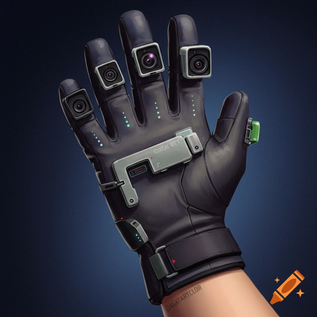 Glove with cameras for the blind, AI earpiece communication