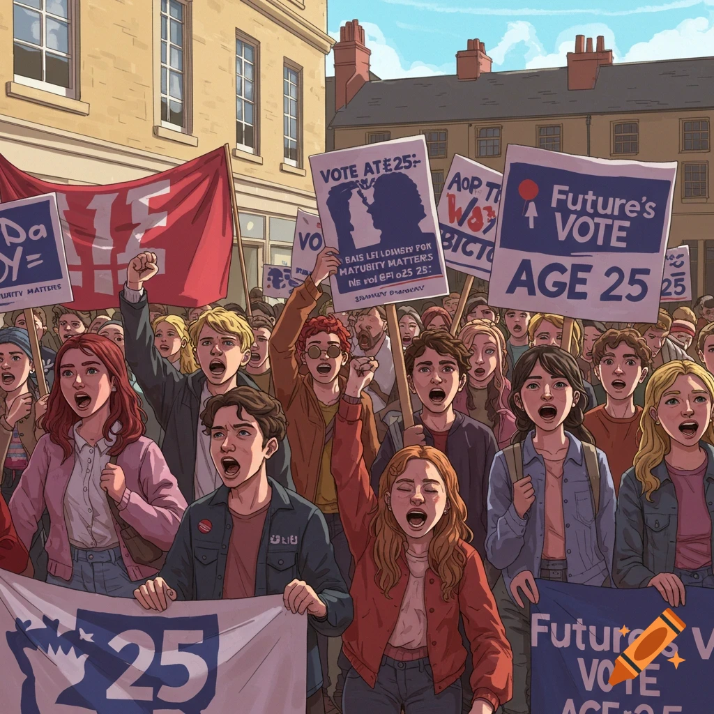 Political rally about raising the voting age