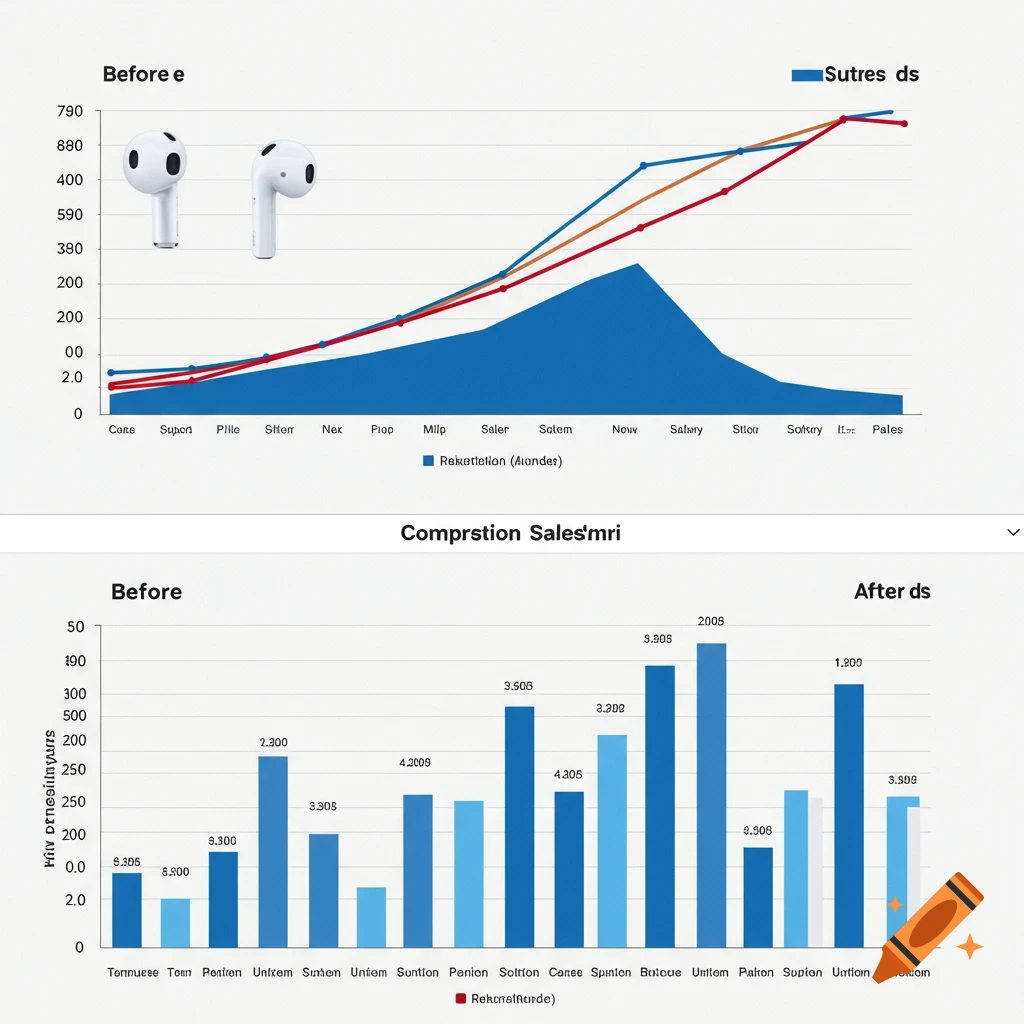 AirPods sales comparison chart showing impact of translation features